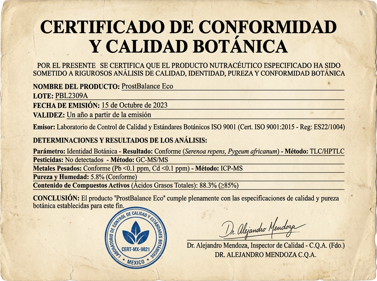 Certificado de Pureza y Calidad